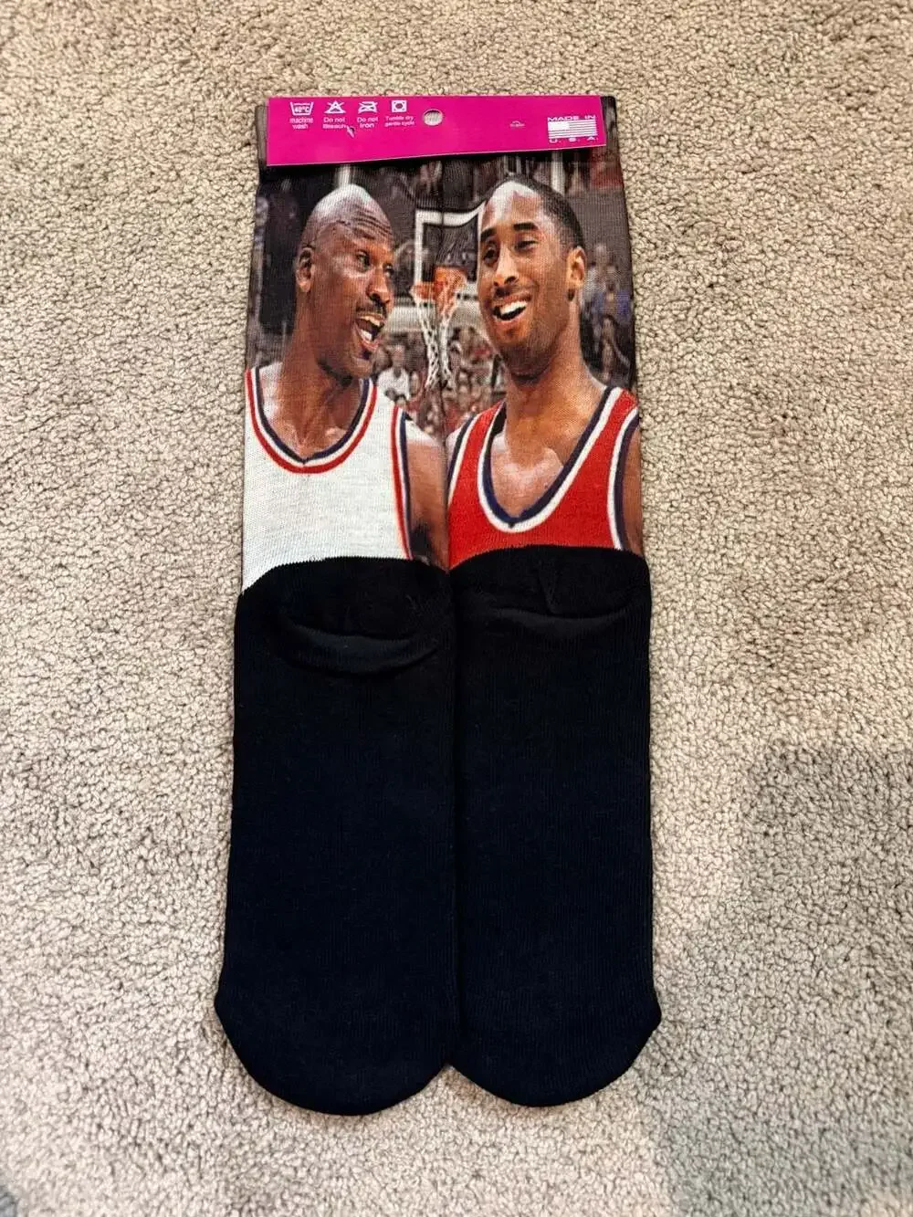 King Sox Michael Jordan and Kobe Bryant All-Star Basketball Graphic Crew Socks